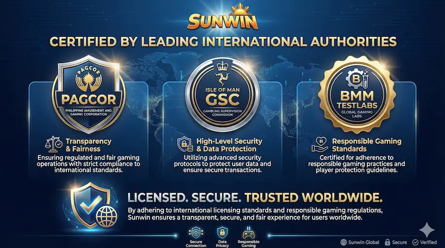 sunwin Sunwin có đầy đủ chứng nhận quốc tế